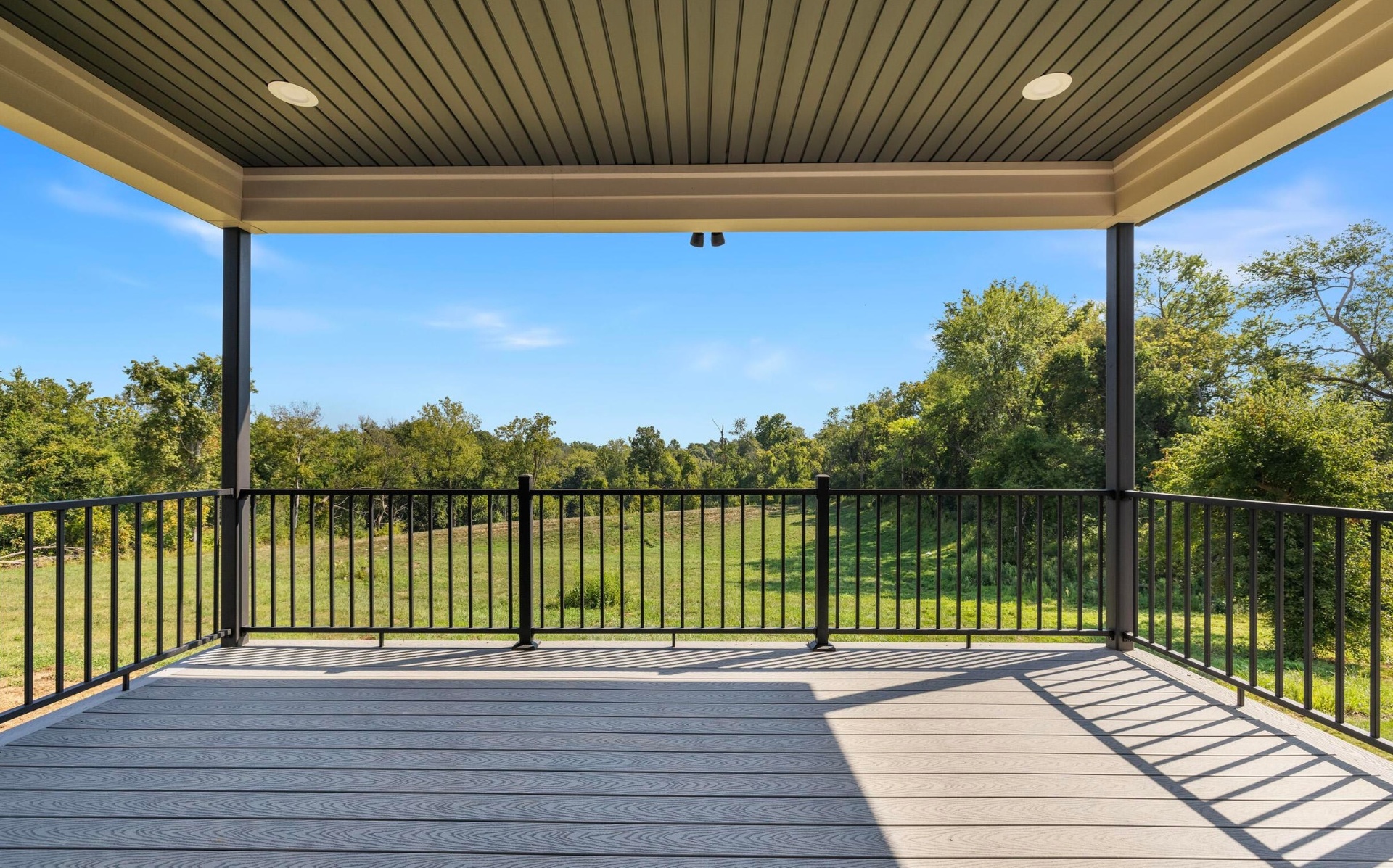 Covered deck with countryside views