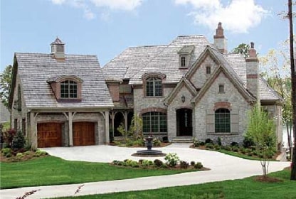 European-style stone and brick estate home