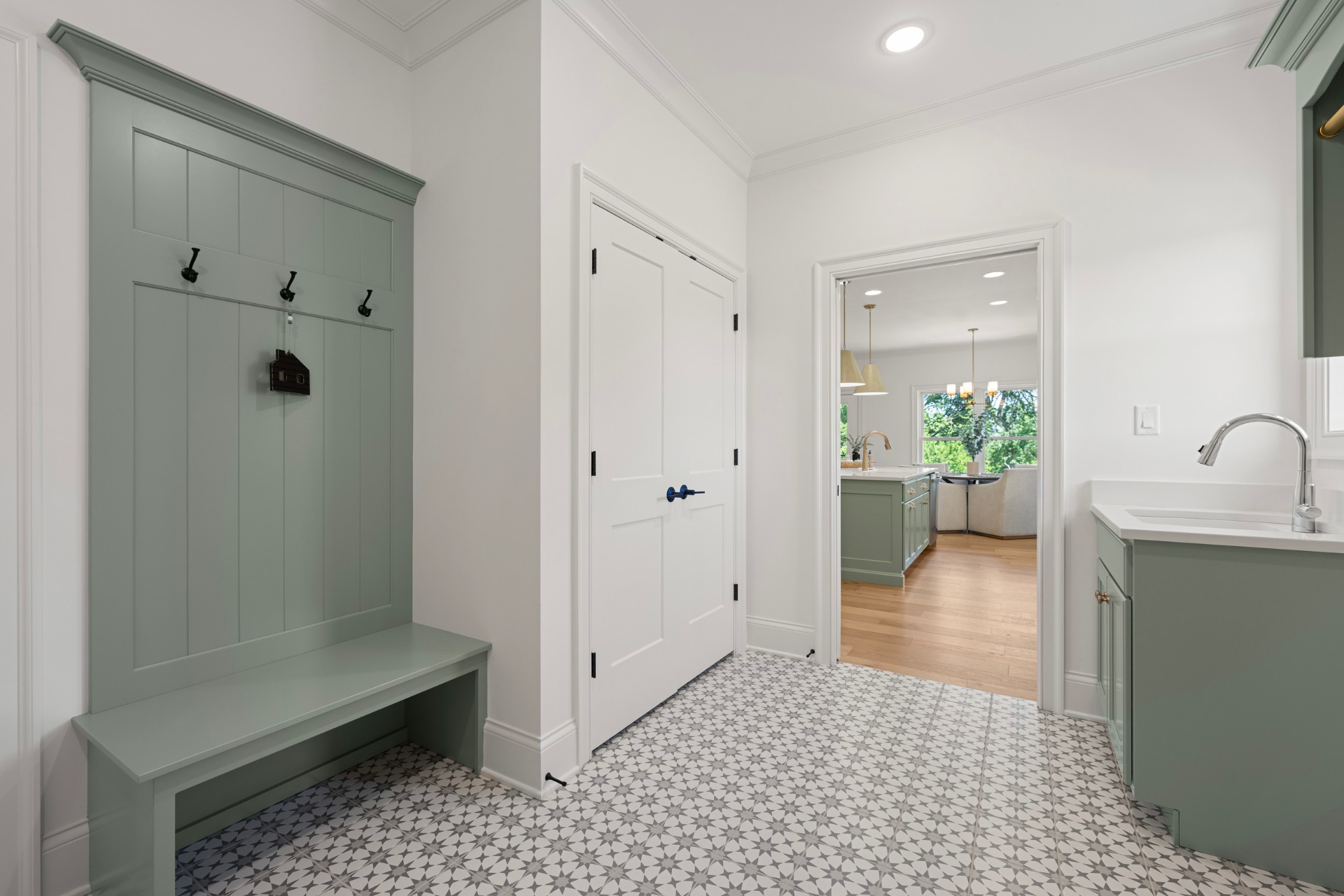 Mudroom entry with built-in bench