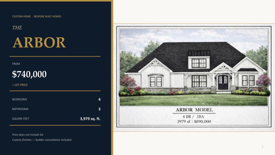 The Arbor custom home plan — Noblewood at Utica