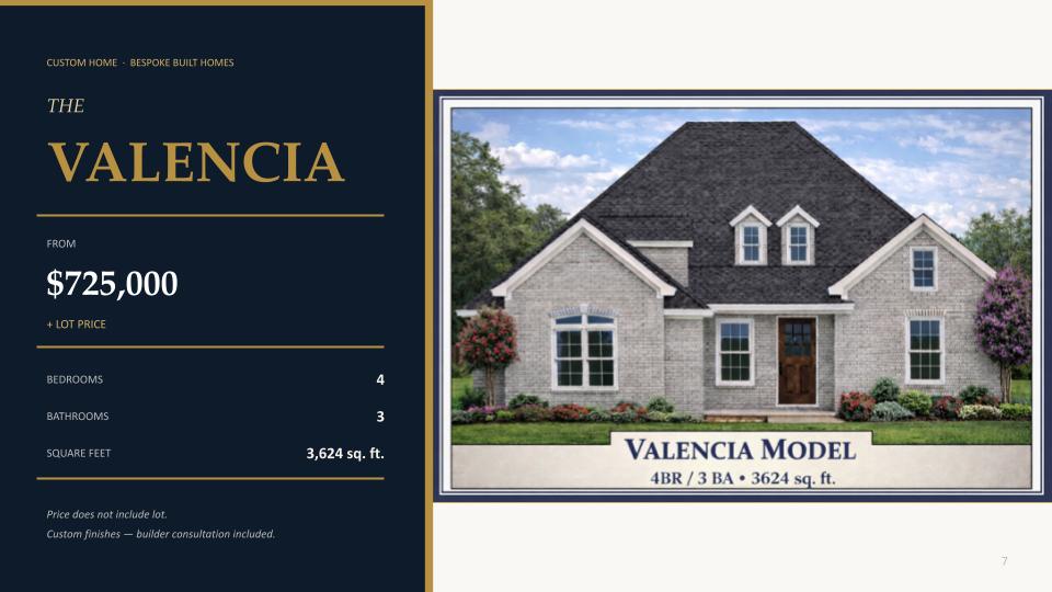 The Valencia custom home plan — Noblewood at Utica